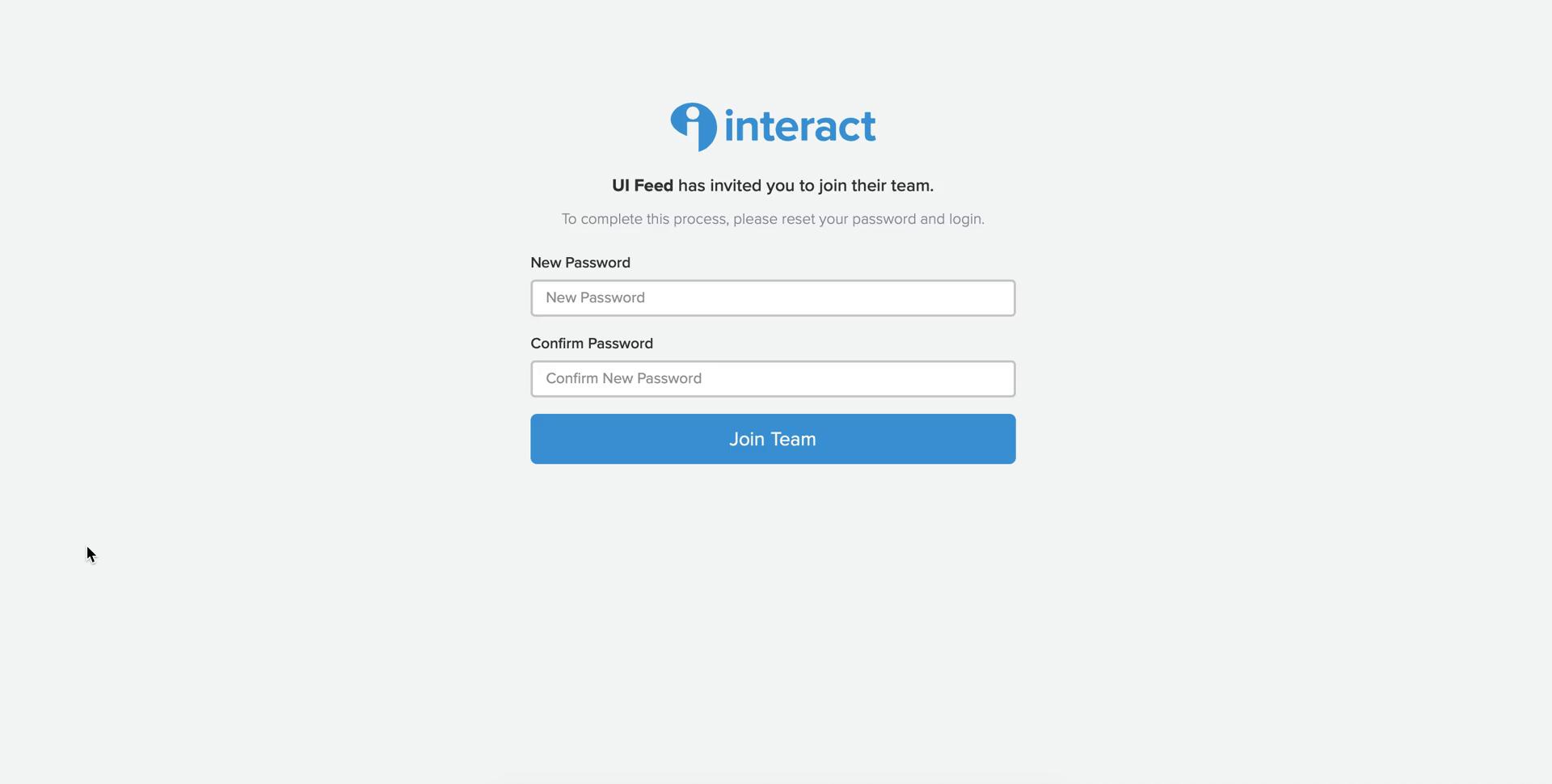 Interact set new password screenshot