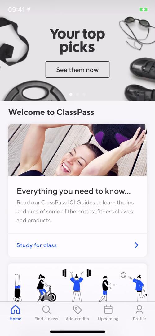 ClassPass dashboard screenshot