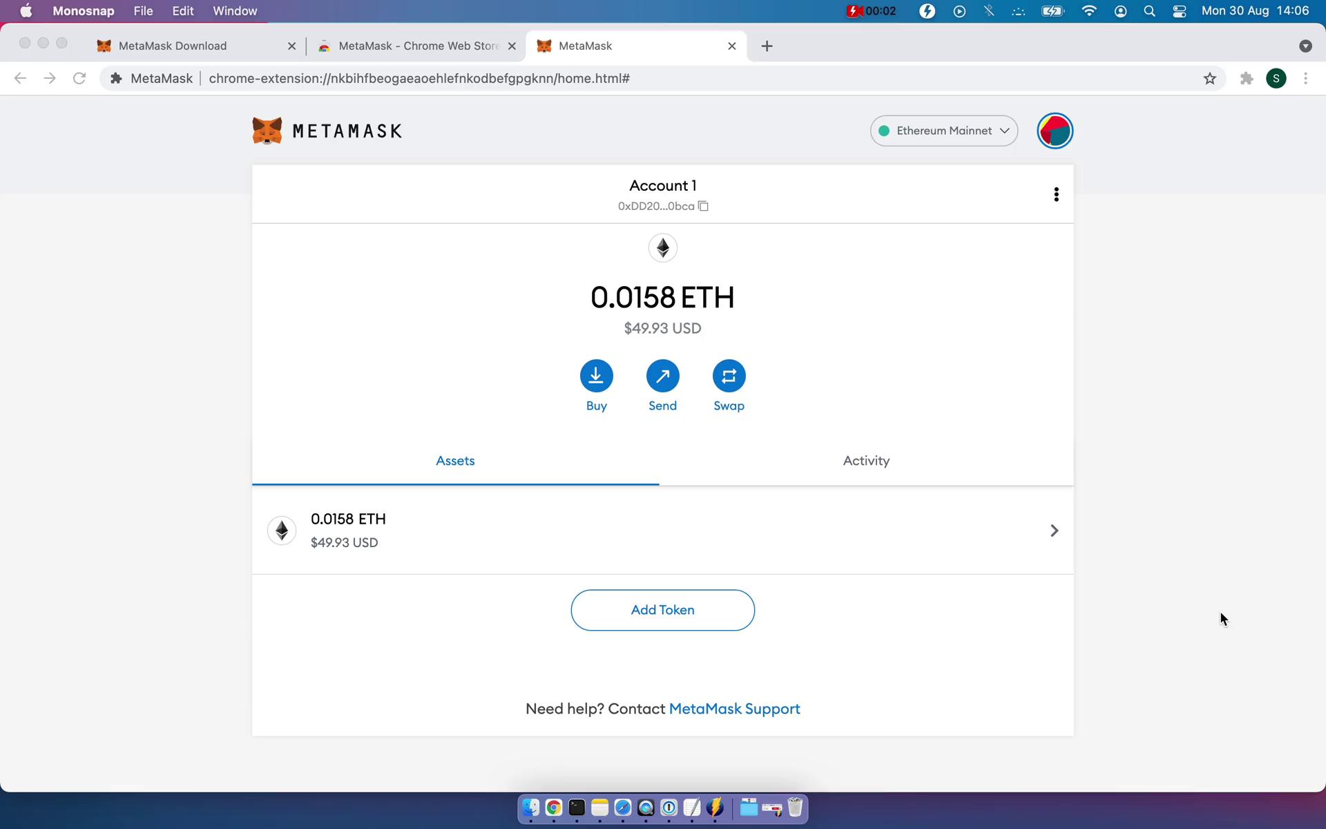 MetaMask assets screenshot