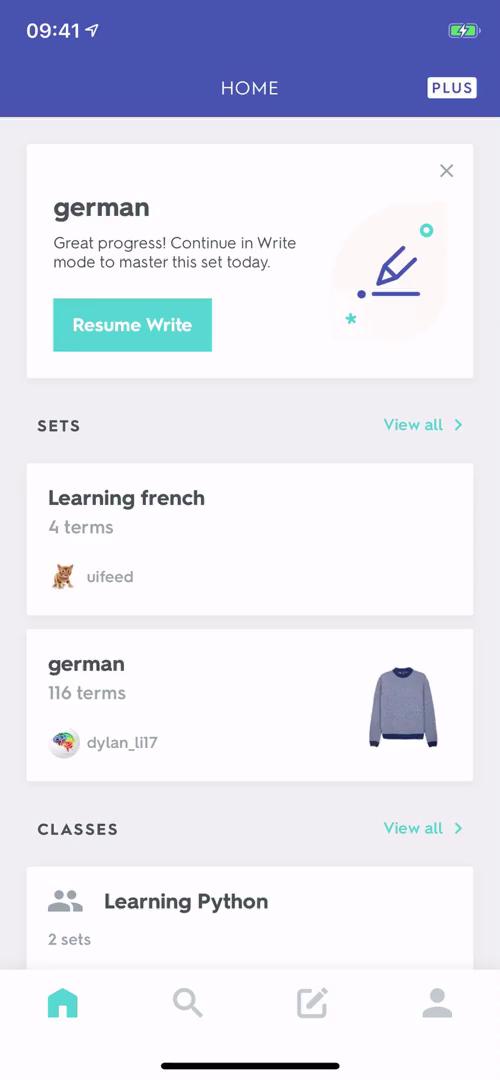 Quizlet dashboard screenshot