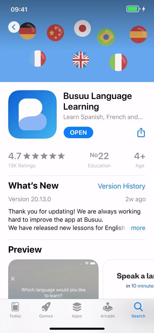 Busuu app store listing screenshot