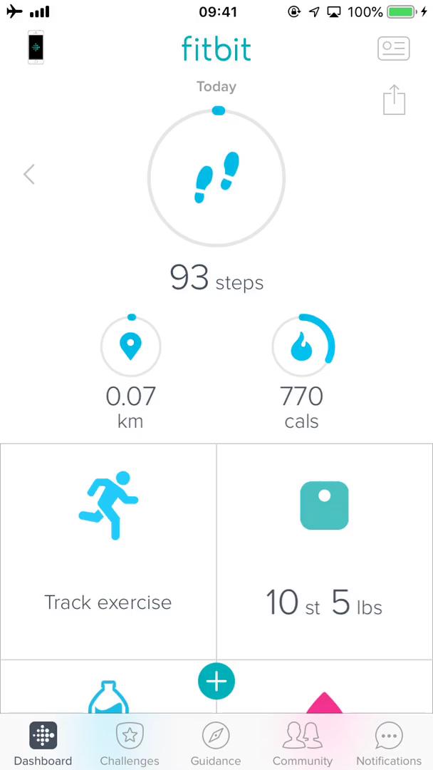 Fitbit dashboard screenshot