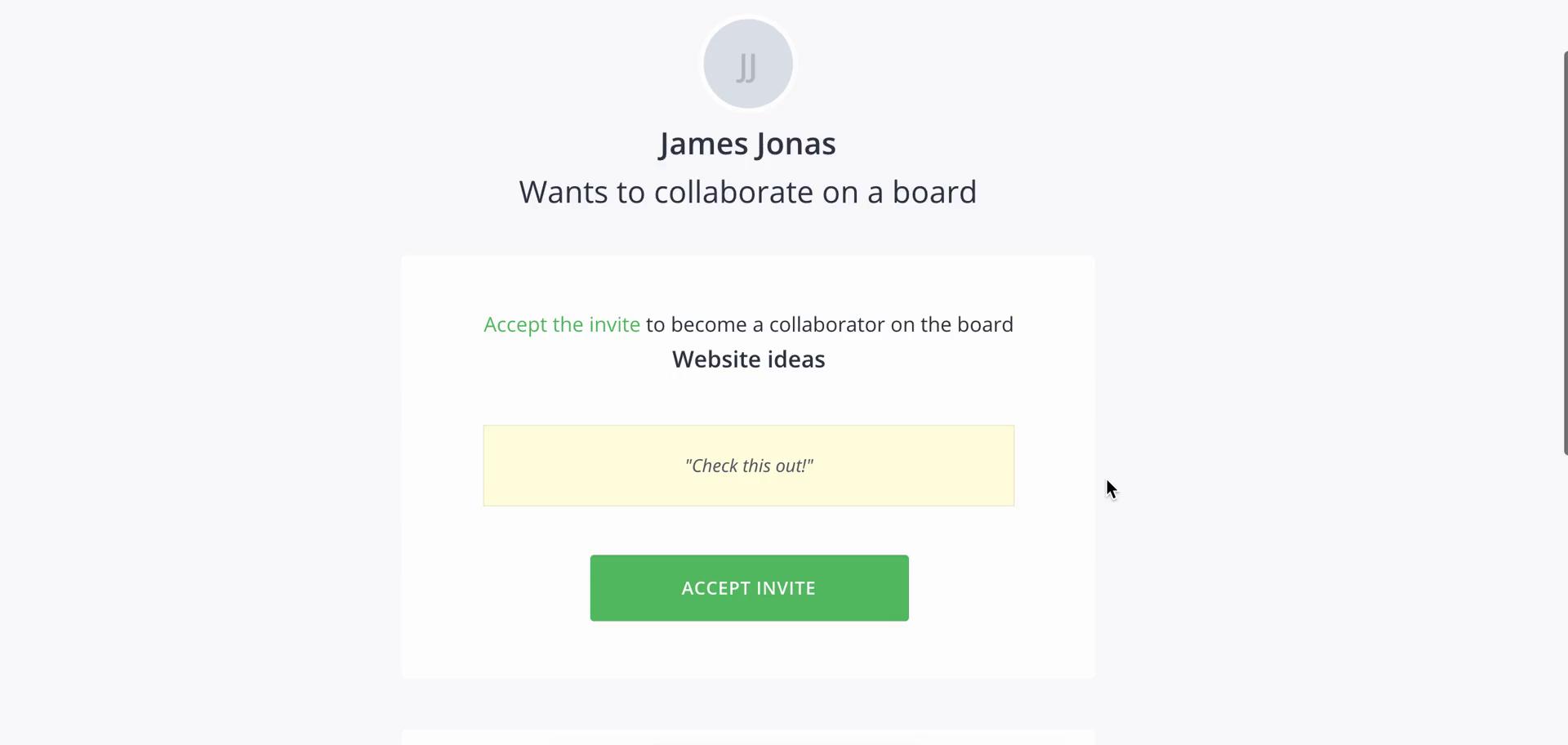 InVision invitation screenshot