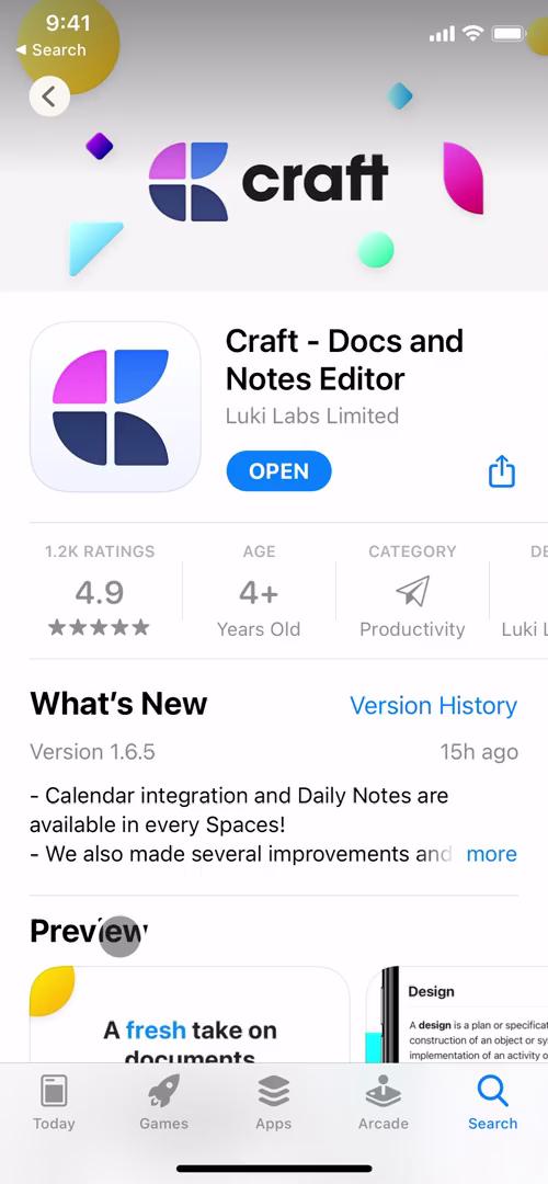 Craft app store listing screenshot