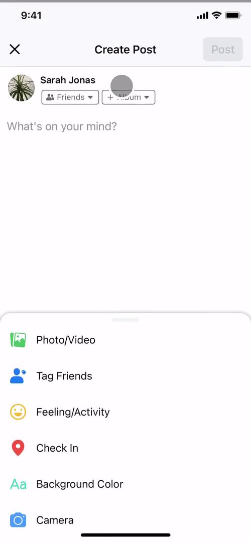 Facebook create post screenshot