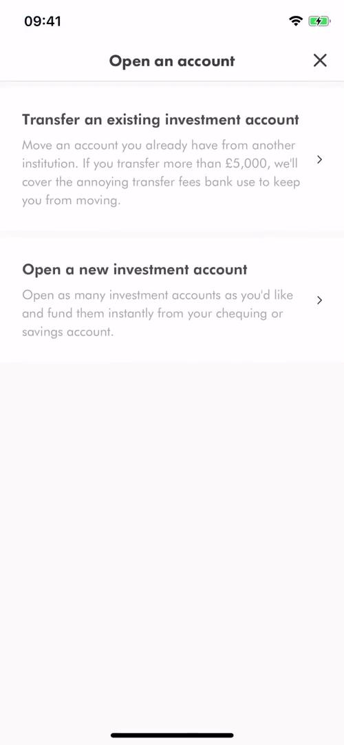 Wealthsimple open an account screenshot