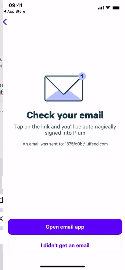 Plum check your inbox screenshot