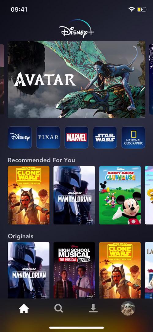 Disney+ home screenshot