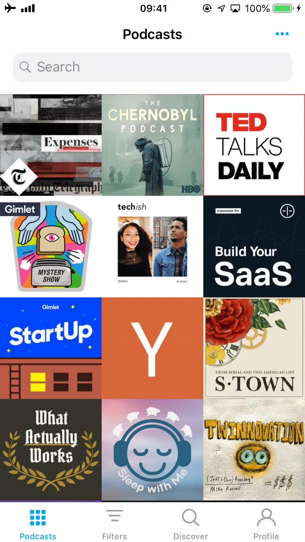 Pocket Casts home feed screenshot