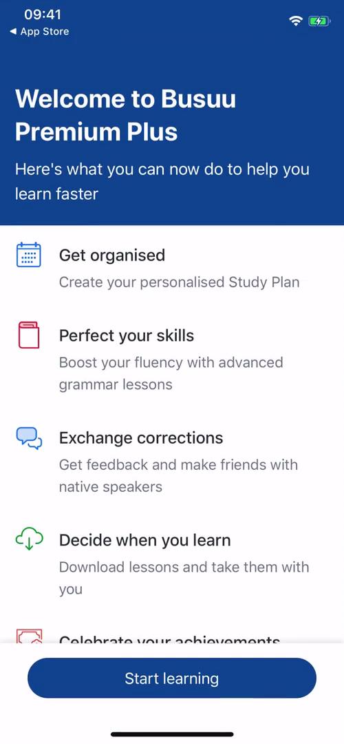 Busuu welcome to premium screenshot