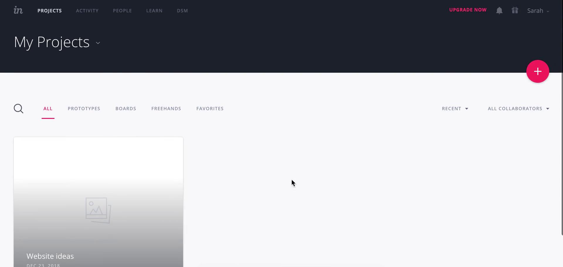 InVision projects screenshot