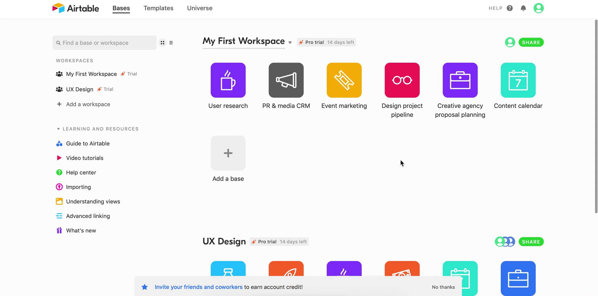 Airtable dashboard screenshot