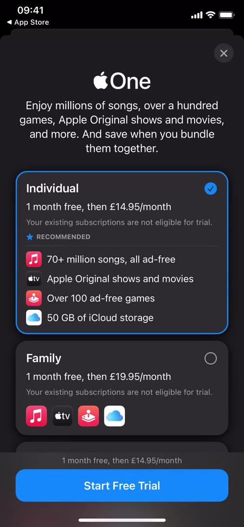 Apple TV pricing & plans screenshot