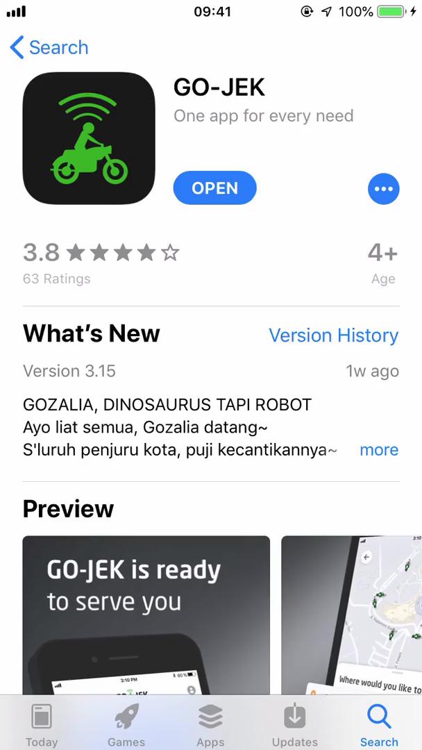 Go-Jek app store listing screenshot