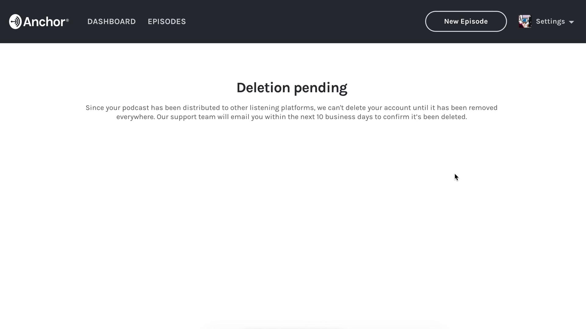 Anchor deletion pending screenshot