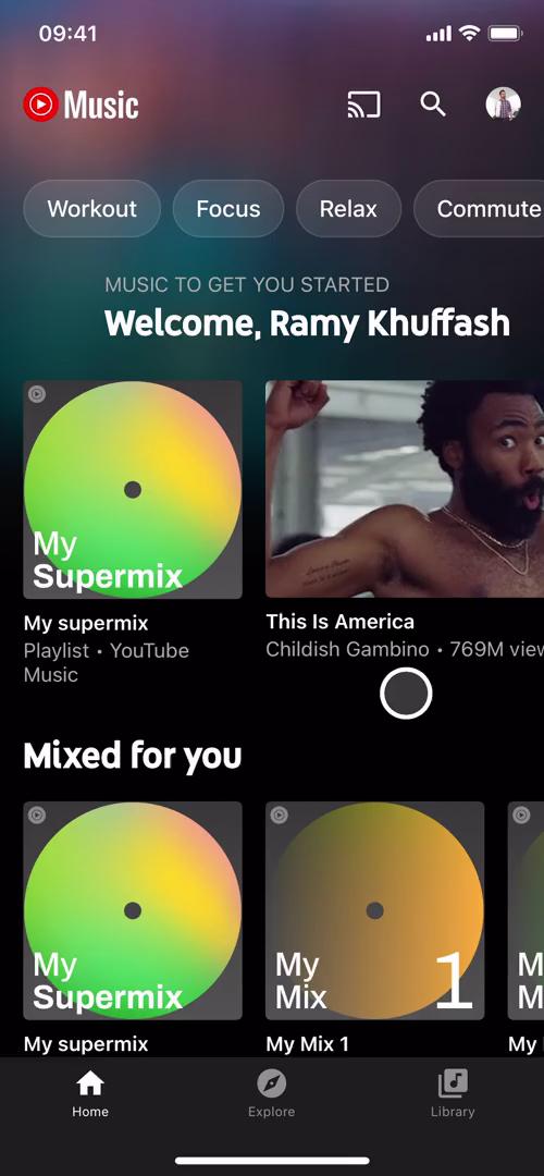 YouTube Music home screenshot