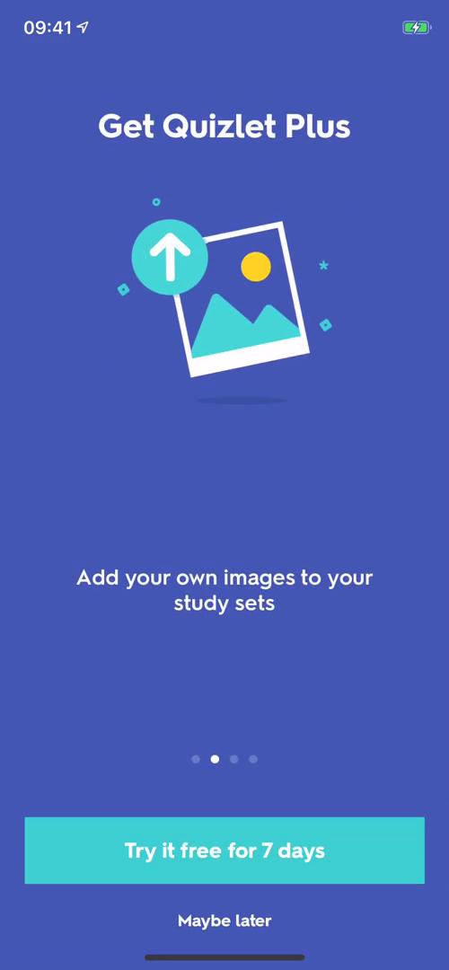 Quizlet upgrade prompt screenshot