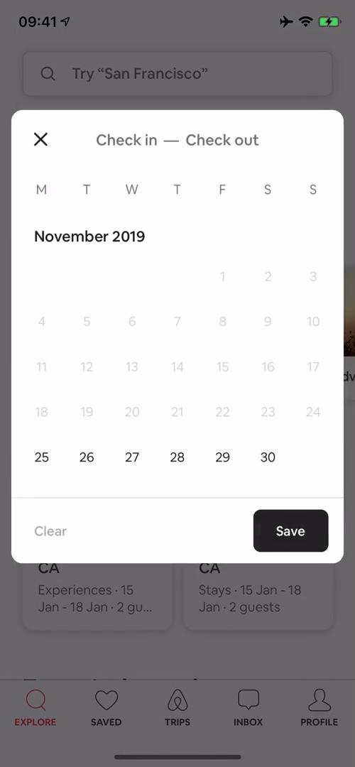 Airbnb select dates screenshot