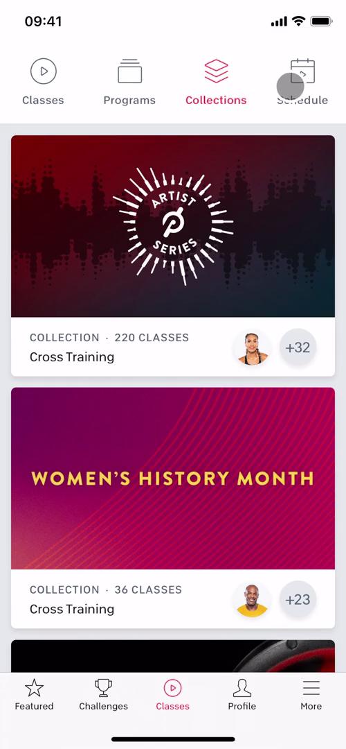 Peloton collections screenshot