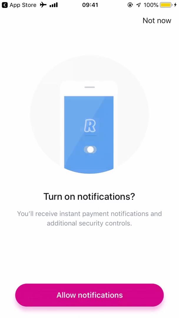 Revolut notification permissions screenshot