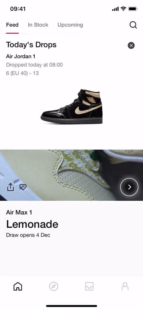 SNKRS by Nikes home feed screenshot