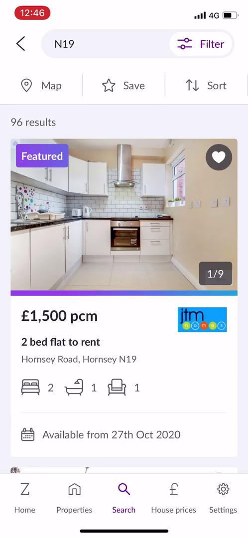 Zoopla search results screenshot