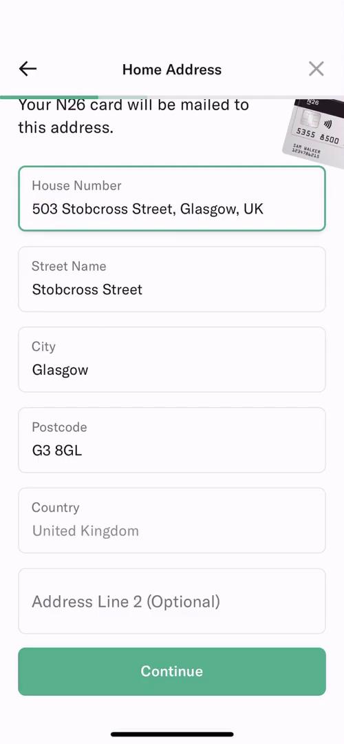 N26 add address screenshot