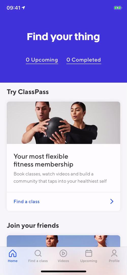 ClassPass dashboard screenshot