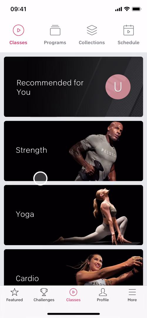 Peloton classes screenshot