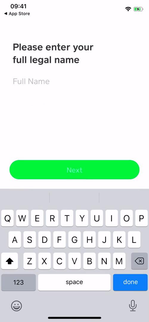 Cash App enter name screenshot