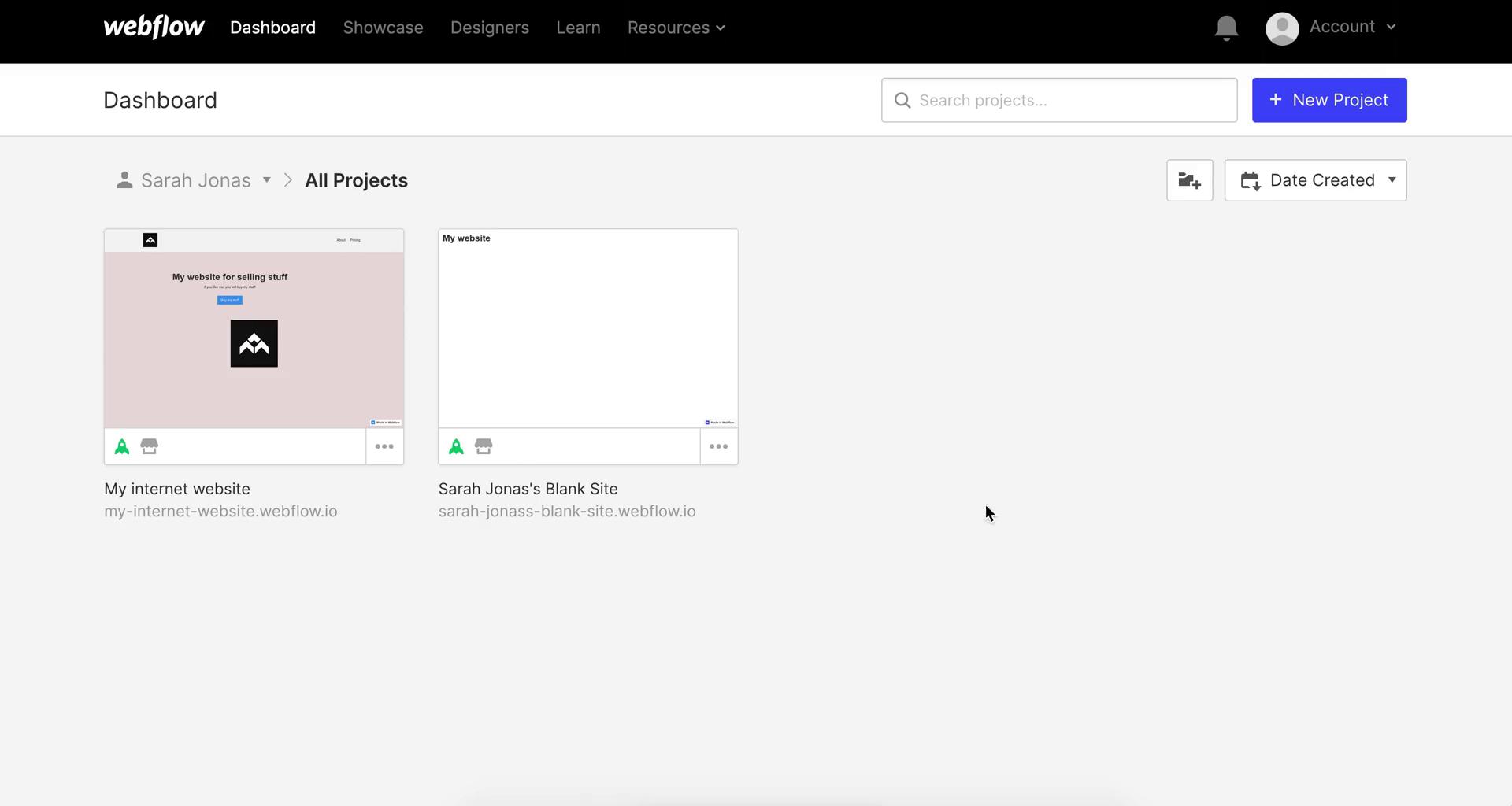 Webflow dashboard screenshot