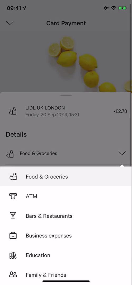 N26 categories screenshot