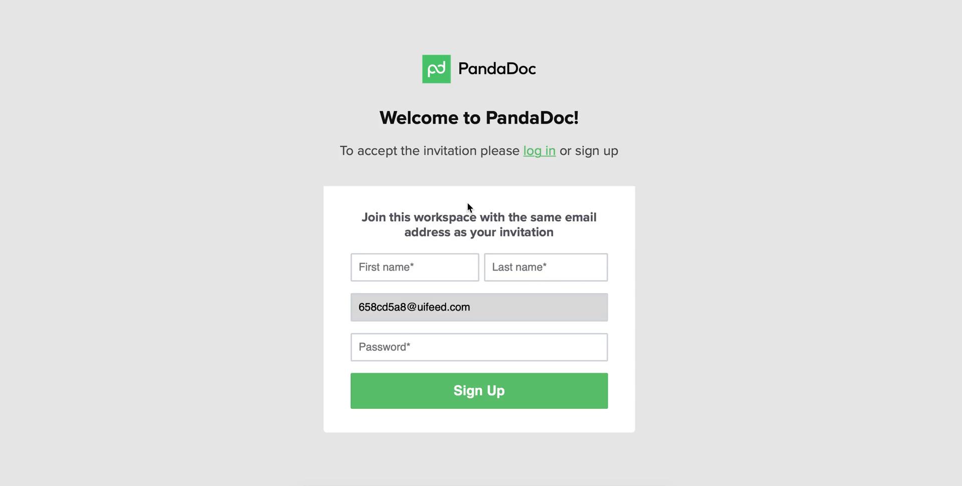 PandaDoc sign up screenshot