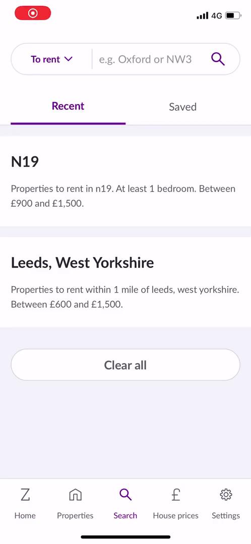 Zoopla search screenshot