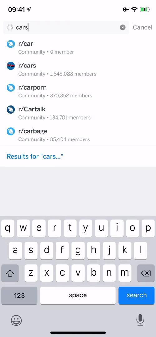 Reddit search screenshot