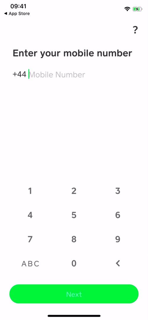 Cash App enter phone number screenshot