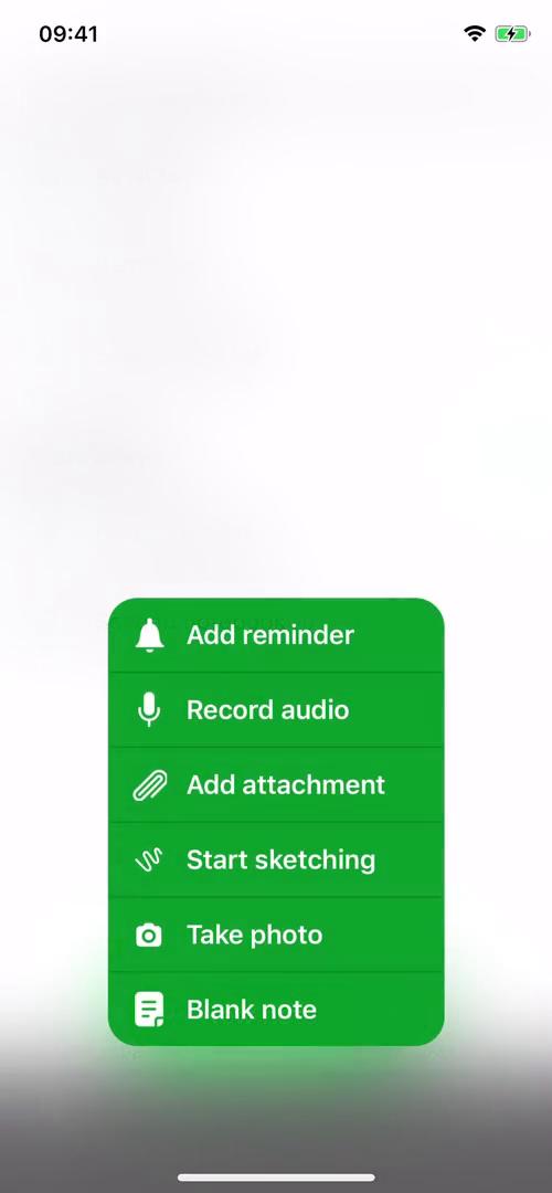 Evernote select note type screenshot