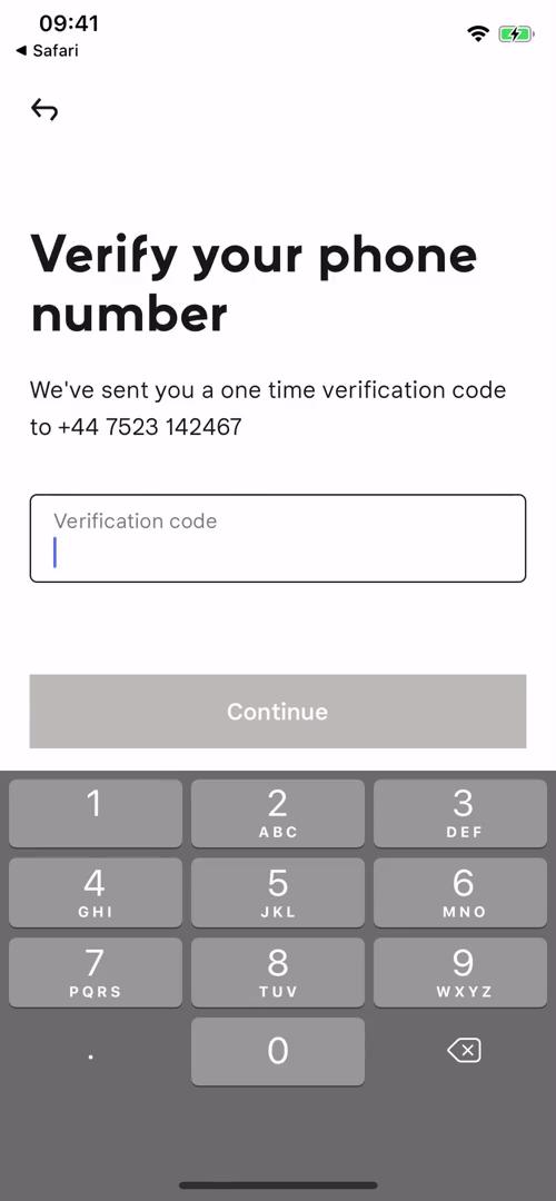 Klarna verify phone number screenshot