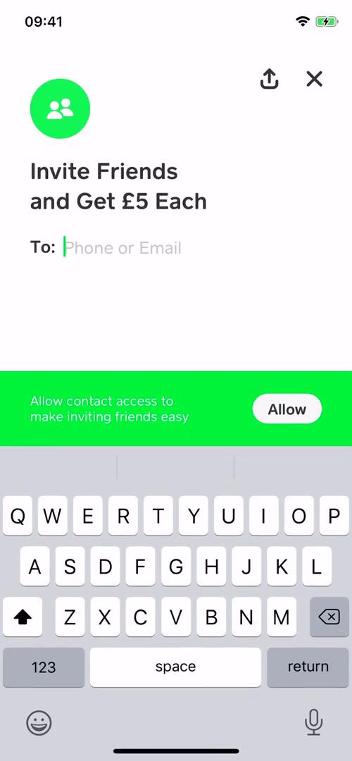 Cash App invite friends screenshot