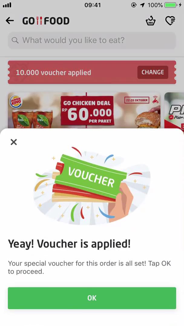 Go-Jek apply voucher screenshot