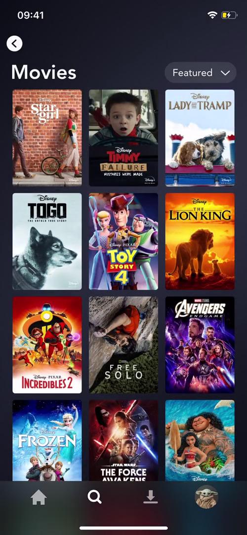 Disney+ movies screenshot