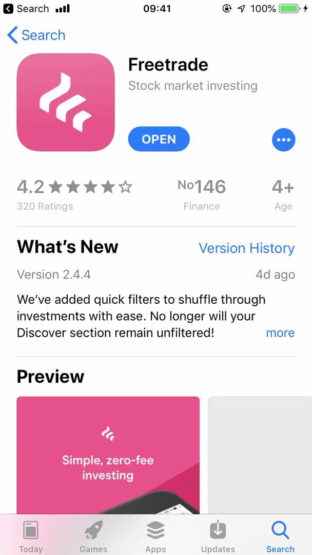 Freetrade app store listing screenshot