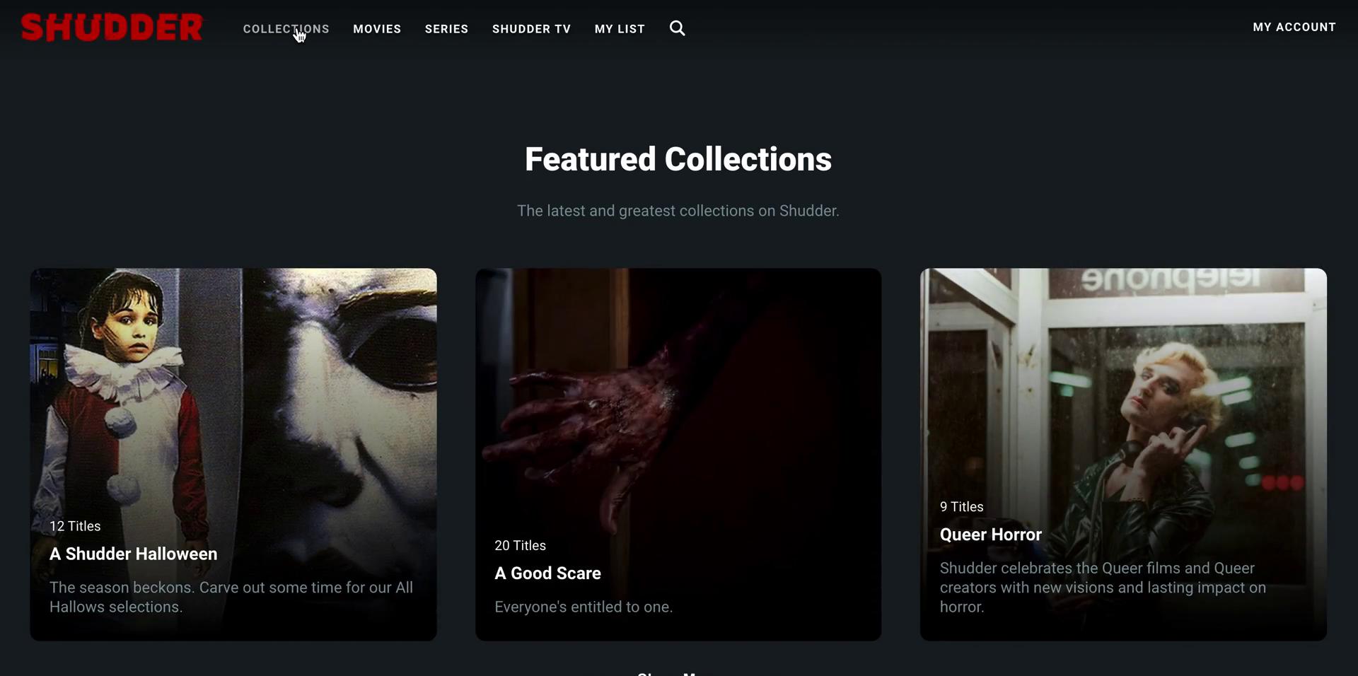 Shudder collections screenshot