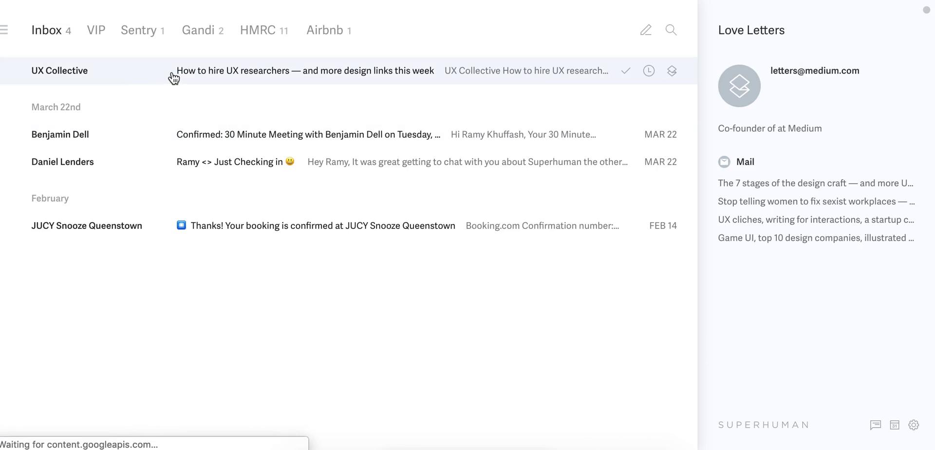 Superhuman inbox screenshot