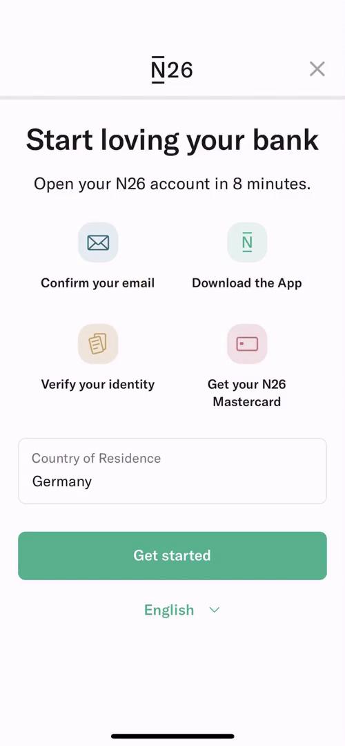 N26 select country screenshot