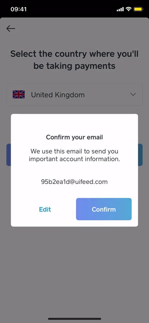 Square confirm email screenshot