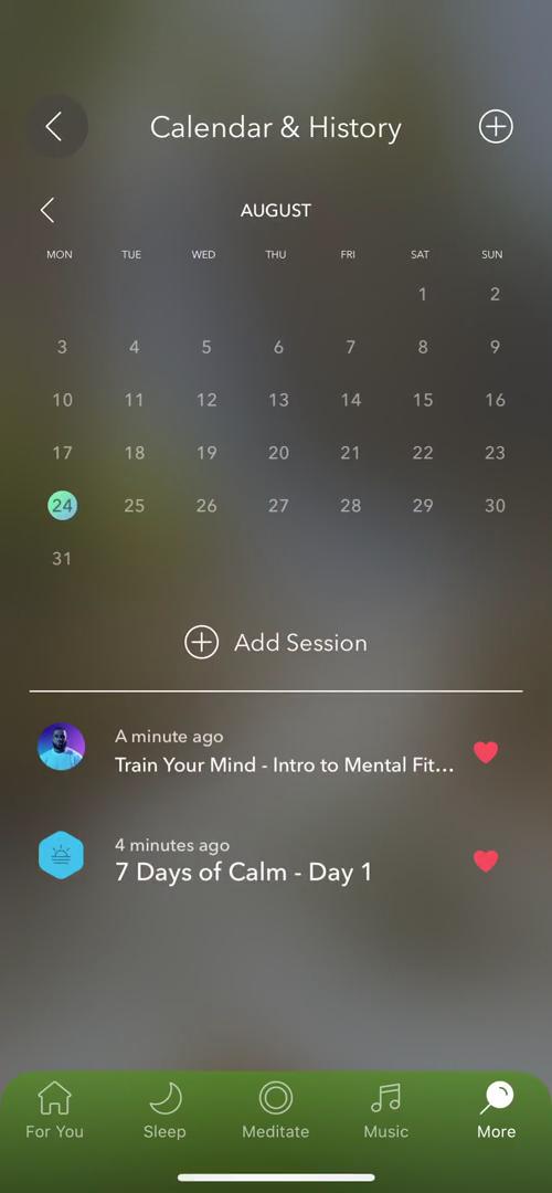 Calm calendar screenshot