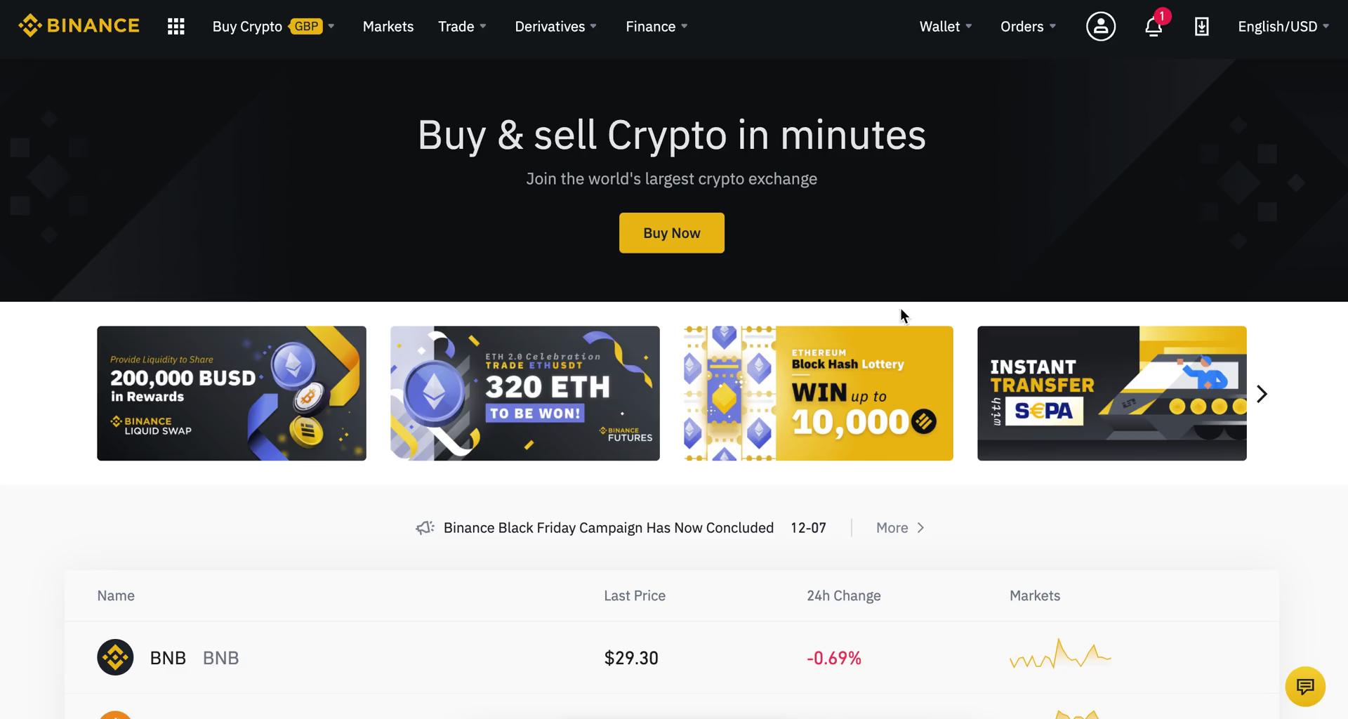 Binance home screenshot