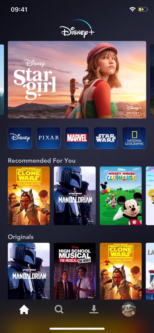 Disney+ home screenshot