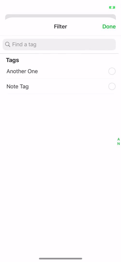 Evernote filter screenshot
